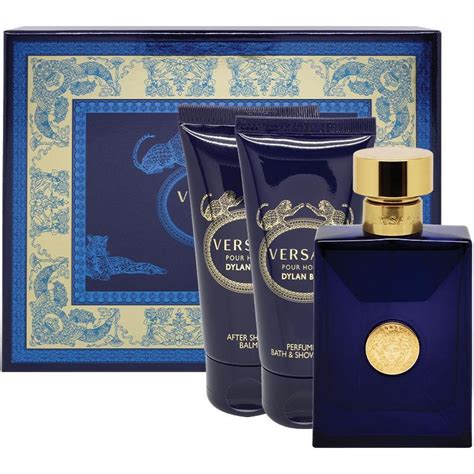 versace dylan blue edt 50ml 3 piece gift set|Versace Dylan Blue men set.